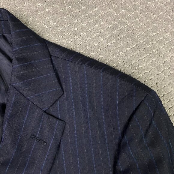 Brooks Brothers Madison Blazer Sport Coat Men's 40L Navy Blue Pinstripe Barberis - Picture 3 of 16